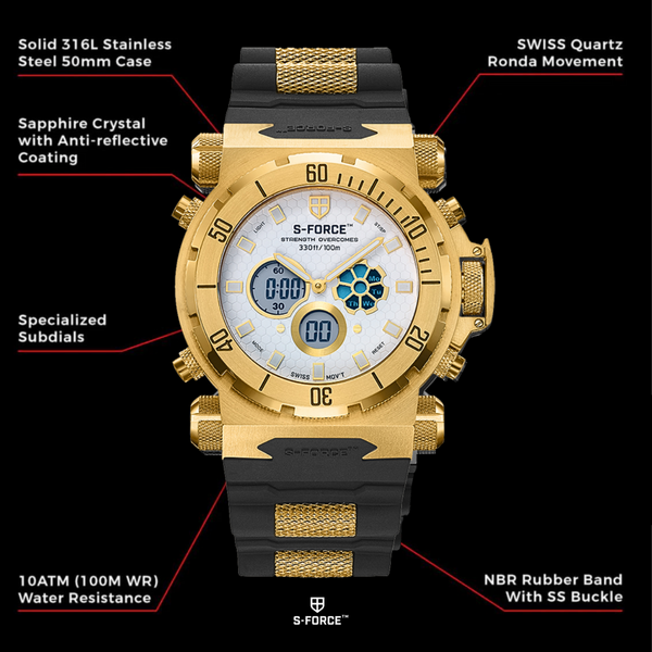 50mm gold watch hot sale